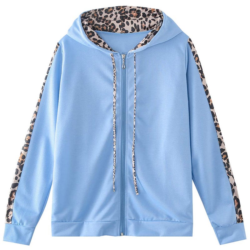 amropi Women's 2 Piece Tracksuit Sweatsuits Sets Hoodie Sweatshirt and Jogging Sweatpants Suit Blue, S - Image 2